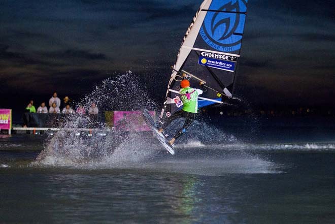 Julein at night - PWA Surf World Cup Podersdorf 2012 ©  John Carter / PWA http://www.pwaworldtour.com